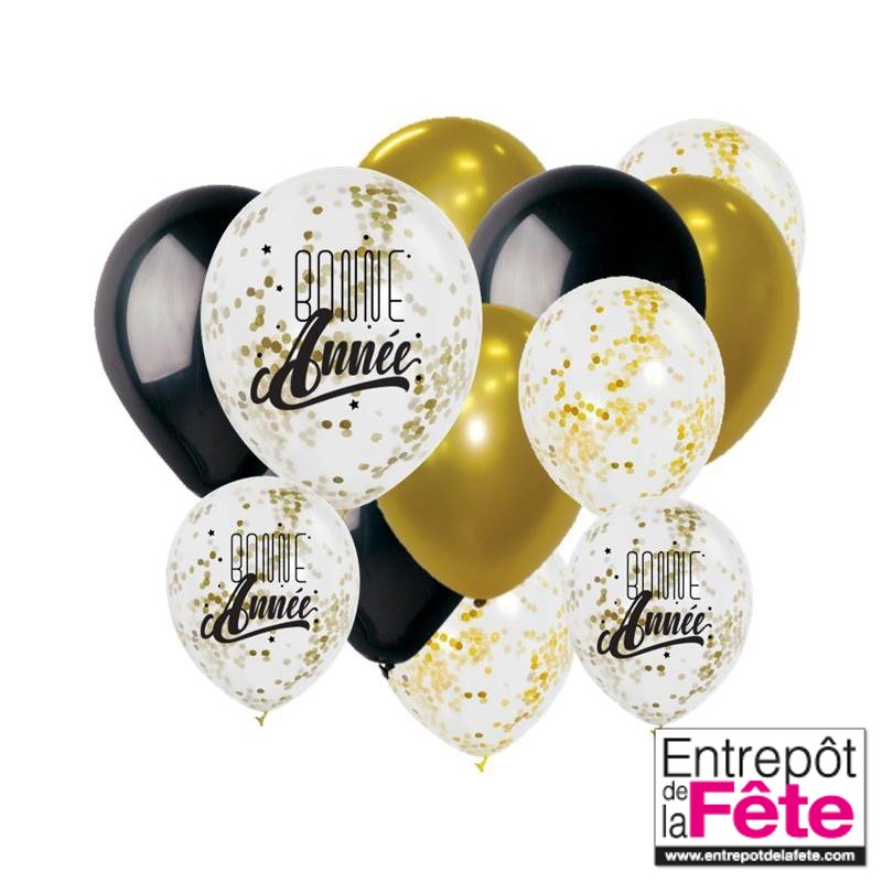 Ballon Doré Avec Des Confettis Isolé Sur Fond Noir Concept De Fête