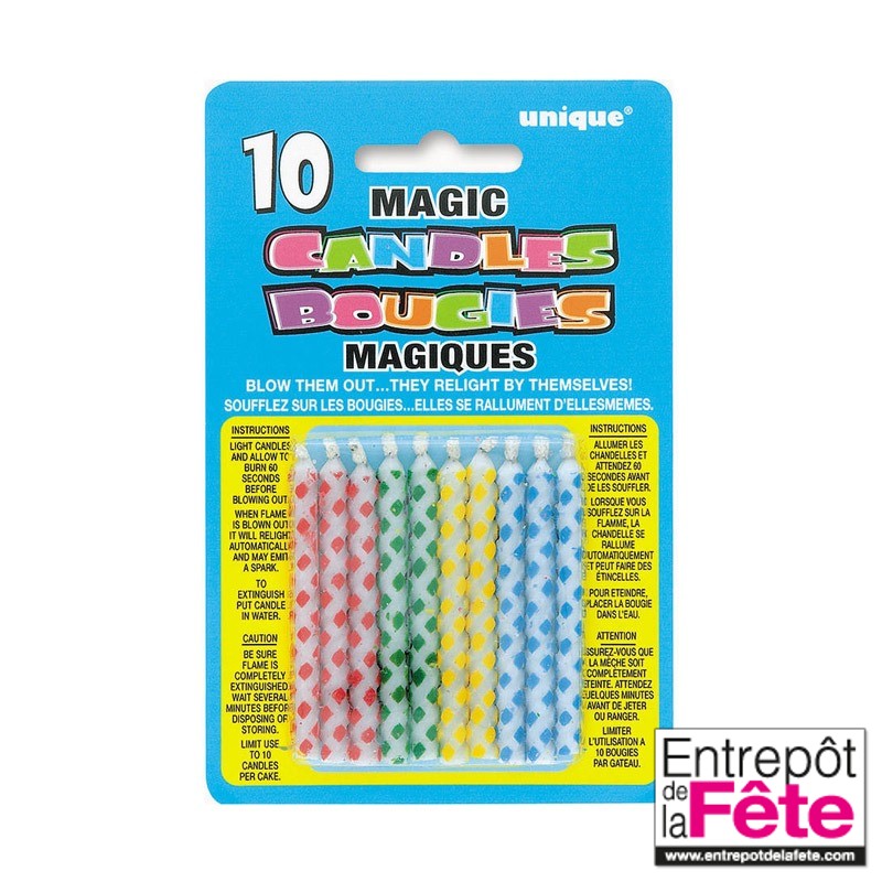 Bougies pour Anniversaire Magic - 10 Unités